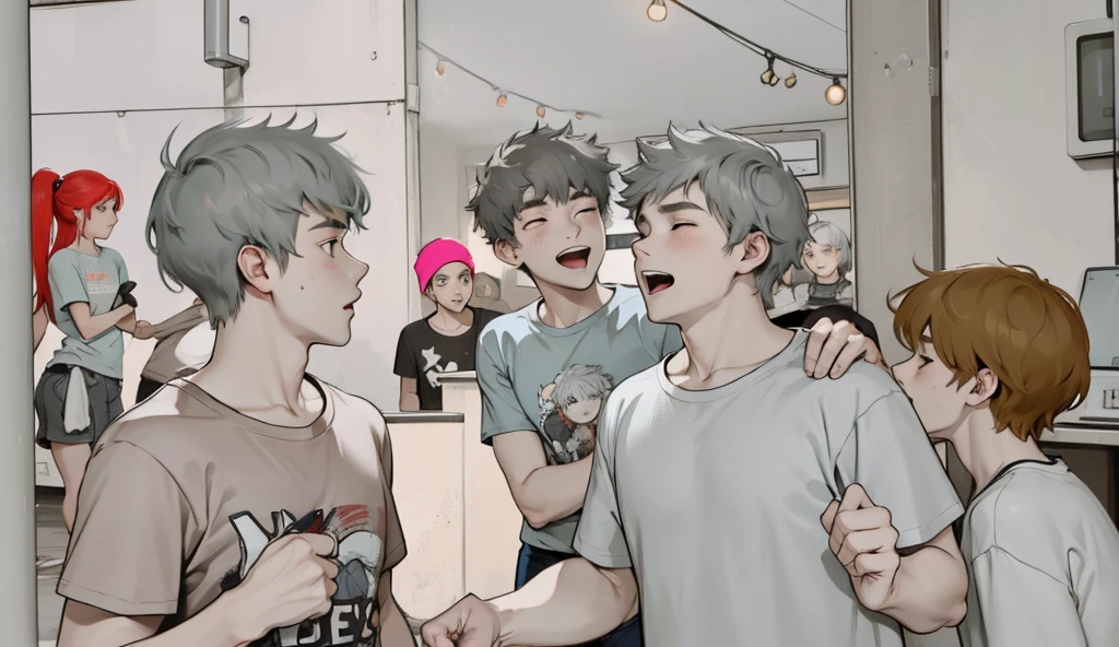 a group of 16 year olds with gray hair t-shirts.