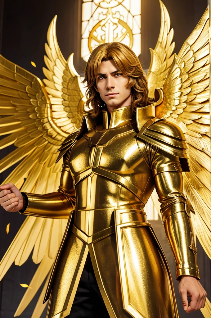 Archangel micheal in golden, anime