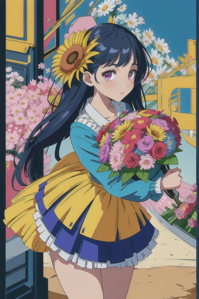 (ultra-Detailed Background, Detailed Background), Absurd, High resolution, Super detailed, Very detailed, One girl, (bouquet:1.3), (Tangled:1.2), (Geometric:1.2),(colorful),