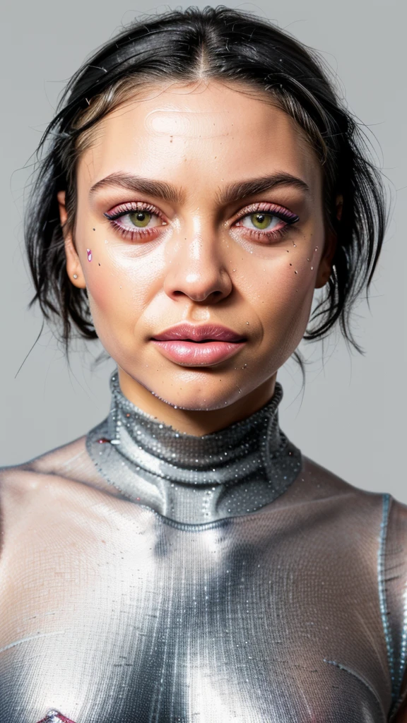 8K, raw image, realistic: 1.25), (Lip balm, eyelash, shiny face, shiny skin, best quality, Ultra high resolution, depth of field, Chromatic aberration, Corrosive substances, Moisturized lips, A specially trimmed face, Eyes with sparkling details, black hair, semi-long, modern, tight knit dress, sheer