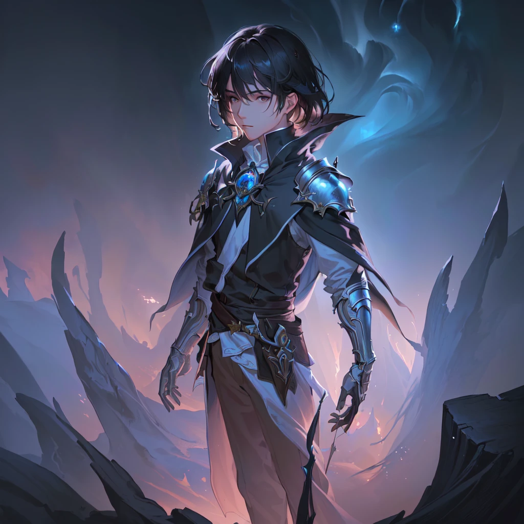 masterpiece, best quality, (extremely detailed CG unity 8k wallpaper), (best quality), (best illustration), (best shadow), absurdres, beautiful detailed, art by PeterMohrBacher, sketch, Line Art, a boy with cape, Mage, Fantasy world