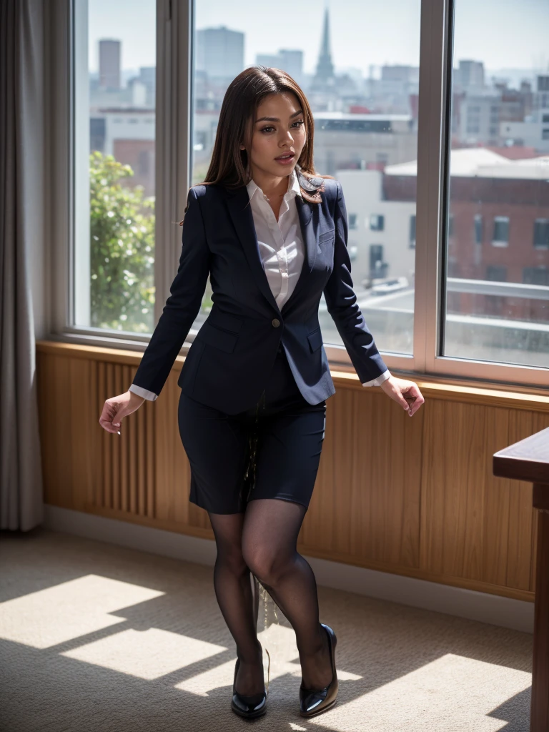 (masutepiece,High quality,16k:1.1),(depth of fields:1.3) ,((front body:1.35)),German ,Woman, ((business suit, pencil skirt)), tights voluptuous, thicc, (Looking at Viewer:1.3),(full body shot:1.2),(Beautiful Morning view of town:1.2),peeing self, wetting her clothes, can't hold her pee face, wetting herself desperate, pee desperation pose, her body can't hold her pee and wets herself ultra desperate in the middle of the cicty in absolute desperaton wetting herself, pee runing down her legs, standing up, hyper pee desperate face, big pee pudle