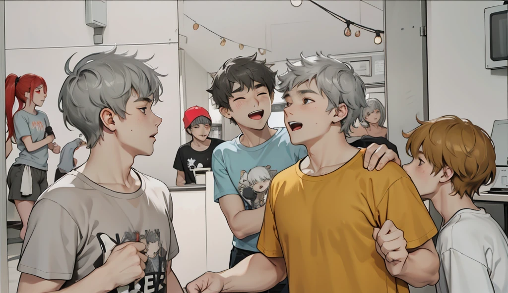 a group of 16 year olds with gray hair t-shirts.