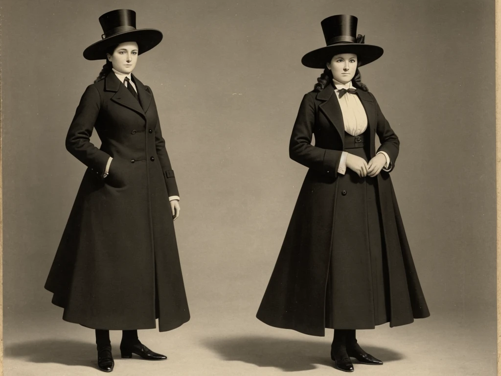well-dressed woman, with a heavy coat and full-length hat