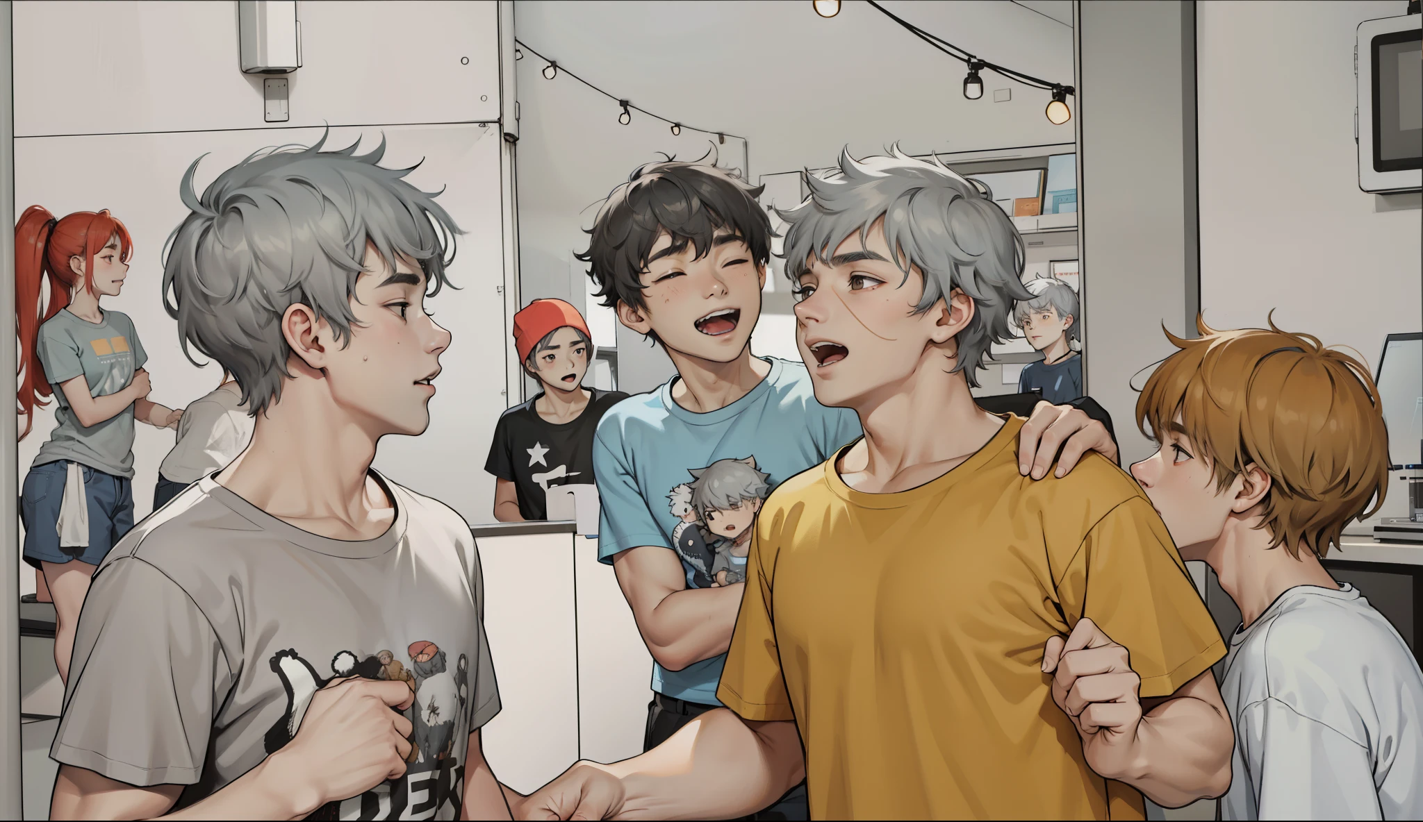 a group of 16 year olds with gray hair t-shirts.