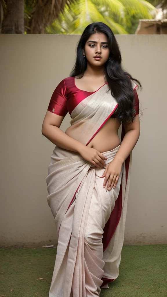 18 years old beautiful plus size girl in saree.