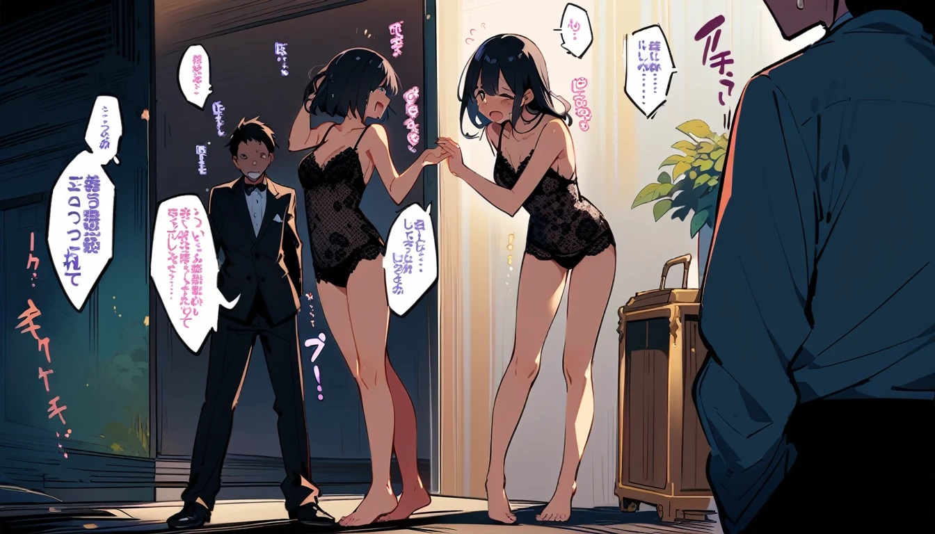 NSFW、(4+Girls:1.5), (High Girl), line up, girls in row, Large crowds, ((see-through langerie:1.4))、((barechested:1.4))、look at viewr, Master masterpiece、top-quality、The ultra -The high-definition、Top resolution、ighly detailed、Professional Lighting、CG Illustration、Thin、Very cute、Small breasts, , (cleavage of the breast:1.2), Dark hair、Semi-long hair、Hair Ribbon、blushed、(Sit with your legs spread on the ground:1.1)、Open legs、Raise your legs、From below、a sailor suit、(Kiss 1.3)、(nipple1.3), (Rape:1.4), Restraint、Girl having behind her back、Nipples are visible、Pubic hair is visible、Putting a finger in the butt hole、