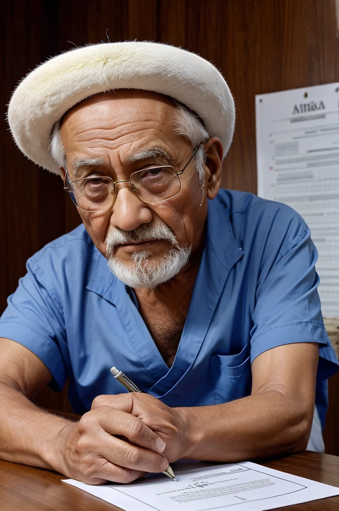 One short wite hairstyle old man making list for election who is sleeping on the table with dask.
Write a board Front of table a bord write Elections cometee Journalist union of sikkim