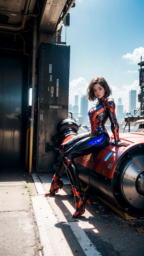 (1girl:1.3), solo,__body-parts__, official art, unity 8k wallpaper, ultra detailed, beautiful and aesthetic, beautiful, masterpiece, best quality, RAW, masterpiece, super fine photo,, best quality, super high Resolution, photorealistic, sunlight, full body portrait, stunningly beautiful,, dynamic pose, delicate face, vibrant eyes, (side view), she is wearing a futuristic Iron Man mech, red and gold, Highly detailed abandoned warehouse background, detailed face, detailed complex busy background, messy, gorgeous, milky, high detailed skin, realistic skin details, visible pores, sharp focus, volumetric fog, 8k uhd, dslr camera, High quality, film grain, fair skin, photorealism, lomography, sprawling metropolis in a futuristic dystopia, view from below, translucent