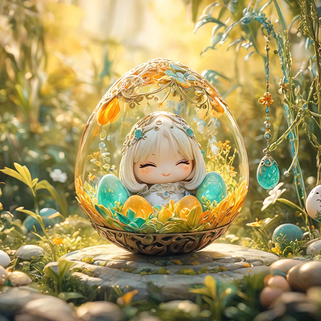 best quality, very good, 16K, ridiculous, Extremely detailed, charming(((Egg:1.3)))，Made of translucent jade, Background grassland（（A masterpiece full of fantasy elements）））， （（best quality））， （（Intricate details））（8K）