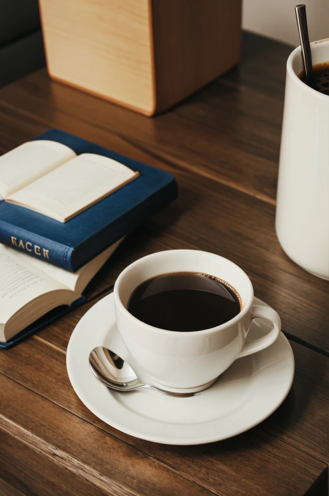 A coffee cup on a book
