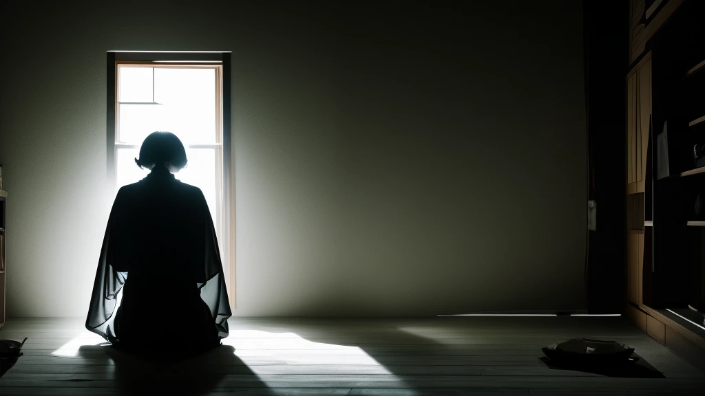 It was a ghost of the woman without a lower part of the body that appeared from darkness.
へは