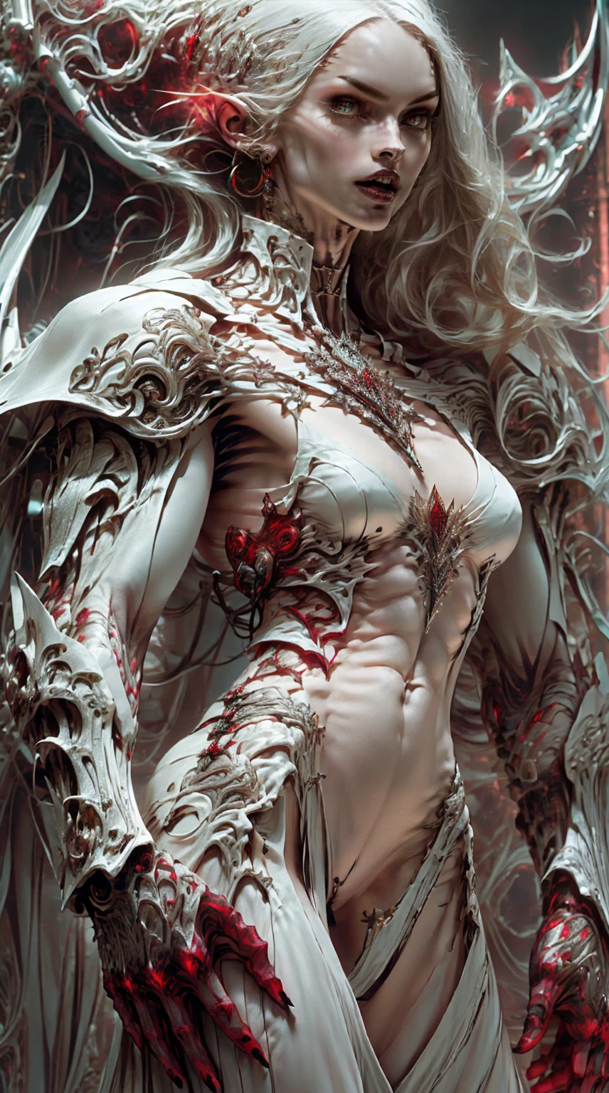 (megan fox:1.25), (muscular:1.5), (full body view:1.25), (masterpiece:1.1), (best quality:1.1), (ornate:1.1), (red and black coloring:1.26), BREAK, (horror:1.0), (esoteric:1.1), (solo:1.4), (dynamic angle:1.0), (cowboy shot:1.0), (woman:1.1),(very muscular bodybuilder girl:1.25), (huge upper body:1.25), (narrow hips:1.0), long hair, (gothic intricate vampiric armor:1.25), (gauntlets:1.0), (shoulder armor:1.1), ((tarot style frame:1.25)), (glowing red eyes:1.25), (huge muscular arms:1.5,), (10-pack abs:1.4), (lots of veins:1.25), thin legs, Realistic, Very detailed face and eyes, masterpiece, (beautiful girl face:1.25)