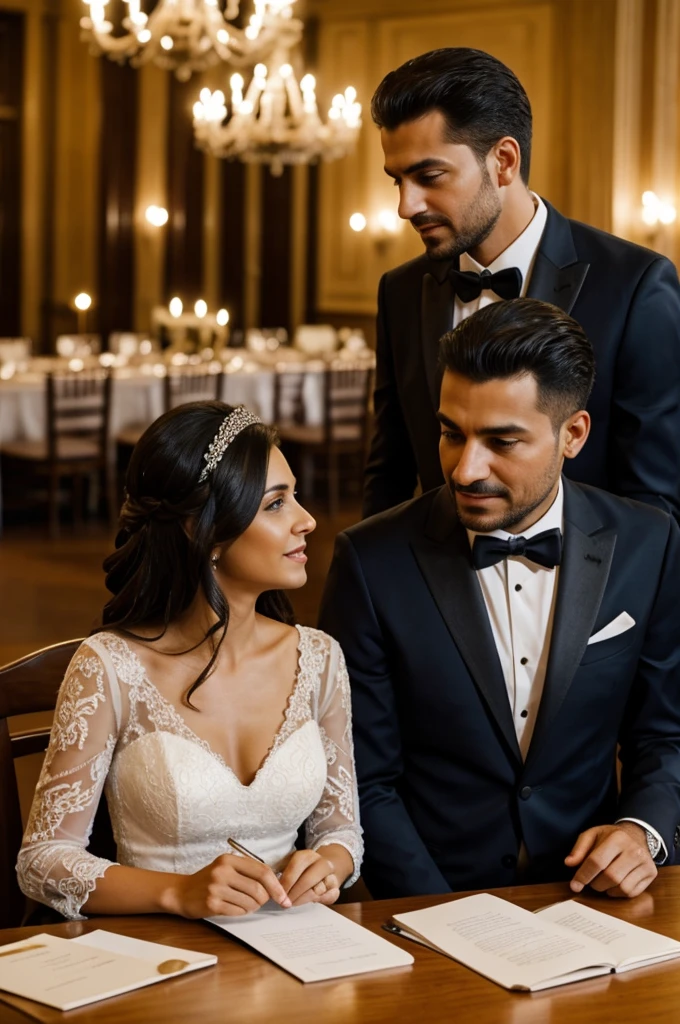 Don Fernando and his wife discussing the banquet menu 