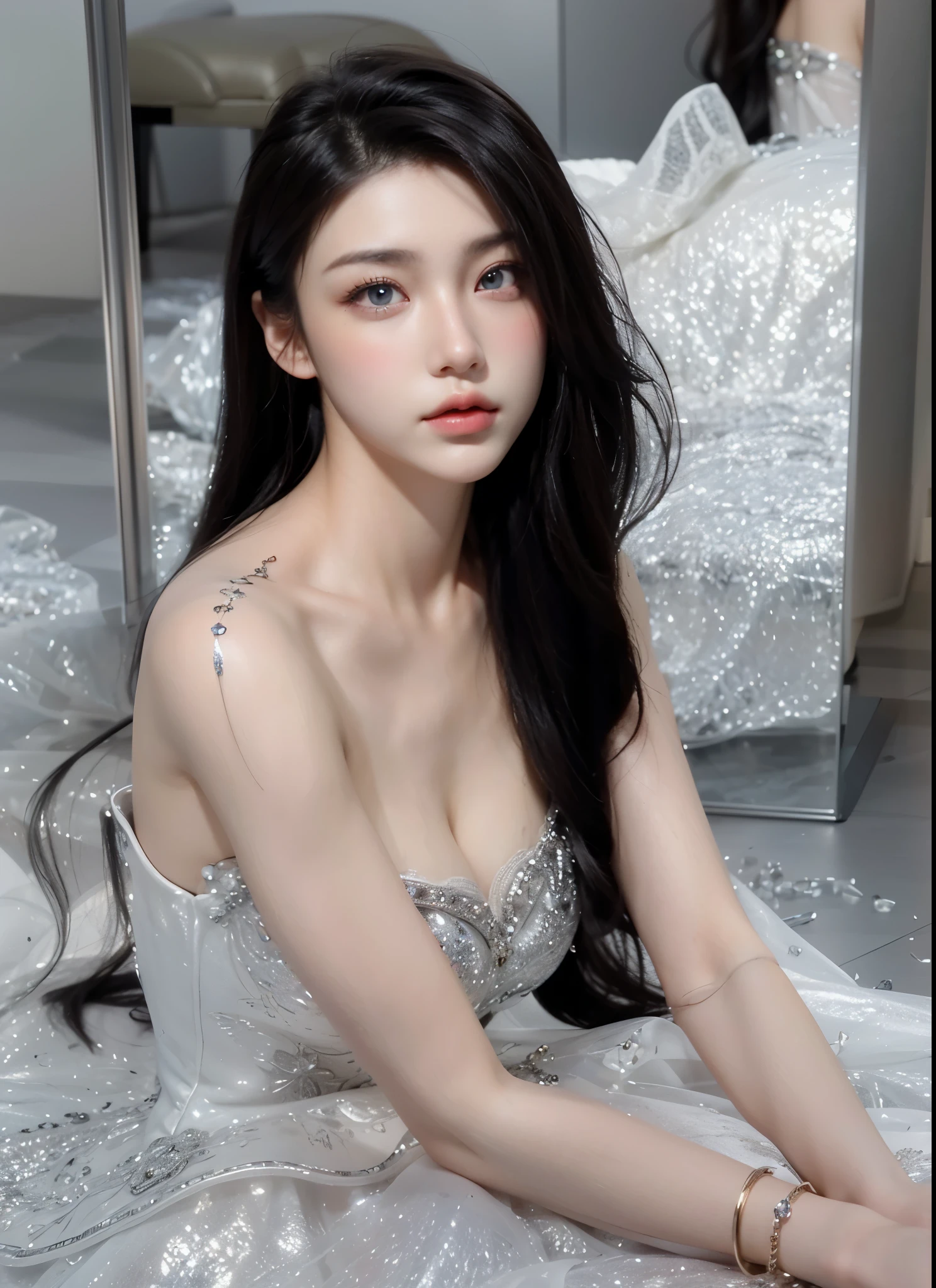 Game Art,Best image quality,Maximum resolution,8K,(A bust photo),(portrait),(Head close-up),(Rule of Thirds),Unreal Engine 5 rendering works,20 year old girl,((Queen)),The eyes are very detailed,(Large Breasts),Elegance and nobility,Light,Light线追踪,Game CG,((3D Unreal Engine)),OC rendering reflection mode,4K,Ultra-clear,Sensual,Translucent lace,Fair and plump figure,Pretty Face,Light泽凝胶涂层,身着华贵礼服的Queen,Crystal Gem Crown,Necklace jewelry,blue eyes,The tattoo is very three-dimensional,Gorgeous and intricate tattoo designs,Ultra-clear portrait,Sexy body,Temple Princess,Sapphire eyes,Fine gold and diamond jewellery,breasts symmetrical