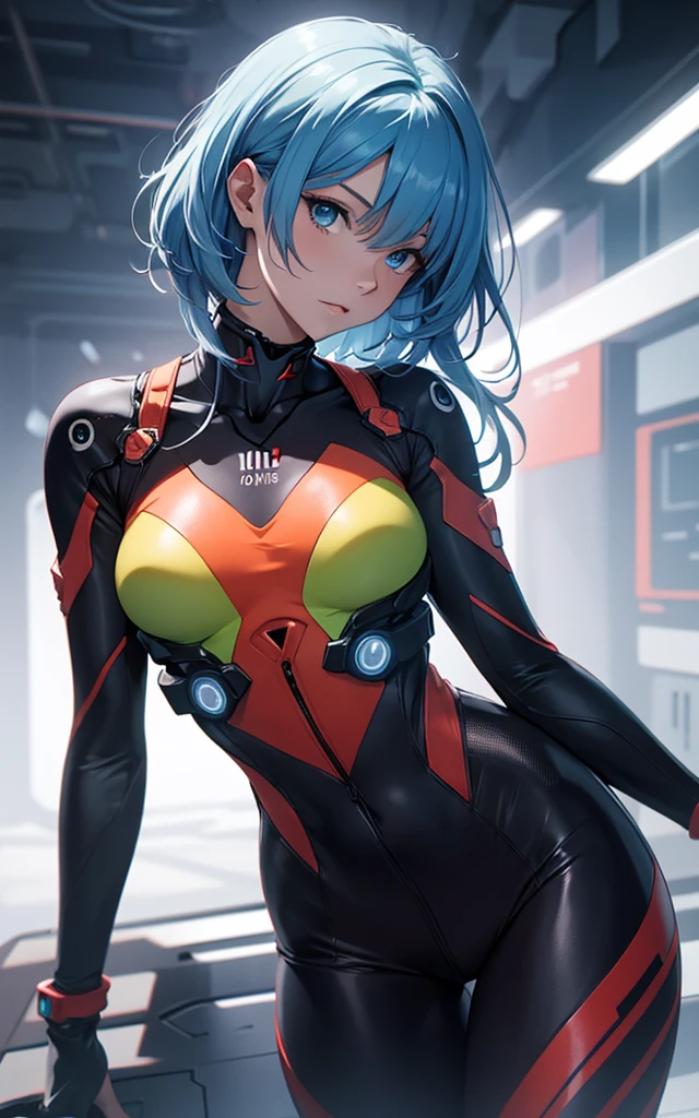 (((Adult Woman))), ((Best Quality)), ((masutepiece)), (Detailed: 1.4), (Absurd), Genesis evangelion neon style clothing, 2-piece clothing, bobhair, arm tatoo, cybernetic hands, pastel, Centered, scale to fit the dimensions, nffsw (High dynamic range),Ray tracing,NVIDIA RTX,Hyper-Resolution,, Anisotropy Filtering, Multilayer textures, accurate simulation of light and material interactions, Perfect proportions, Octane Render, Two-tone lighting, Wide aperture, Crysisnanosuit,Blue hair, Blue eyes