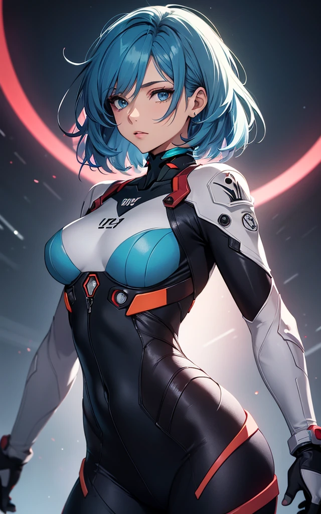 (((Adult Woman))), ((Best Quality)), ((masutepiece)), (Detailed: 1.4), (Absurd), Genesis evangelion neon style clothing, 2-piece clothing, bobhair, arm tatoo, cybernetic hands, pastel, Centered, scale to fit the dimensions, nffsw (High dynamic range),Ray tracing,NVIDIA RTX,Hyper-Resolution,, Anisotropy Filtering, Multilayer textures, accurate simulation of light and material interactions, Perfect proportions, Octane Render, Two-tone lighting, Wide aperture, Crysisnanosuit,Blue hair, Blue eyes