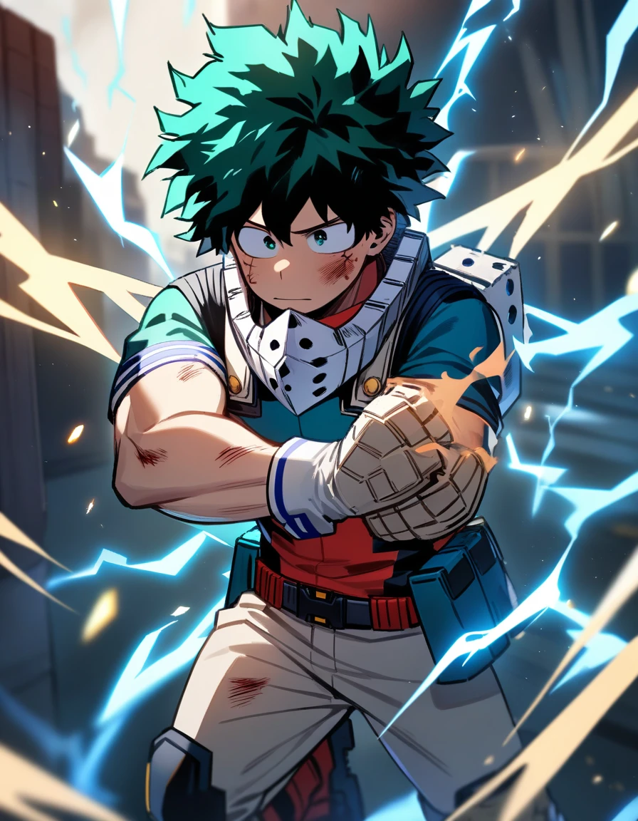 One boy, Male Focus, midoriya izuku, boku no hero academia, Injury, electricity,, masterpiece, Highest quality, so beautiful, Absurd