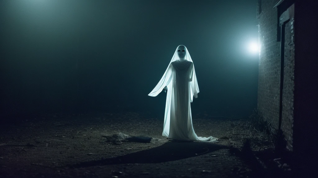 It was a ghost of the woman without a lower part of the body that appeared from darkness. 

 ghost scary late night creepy 
frightening