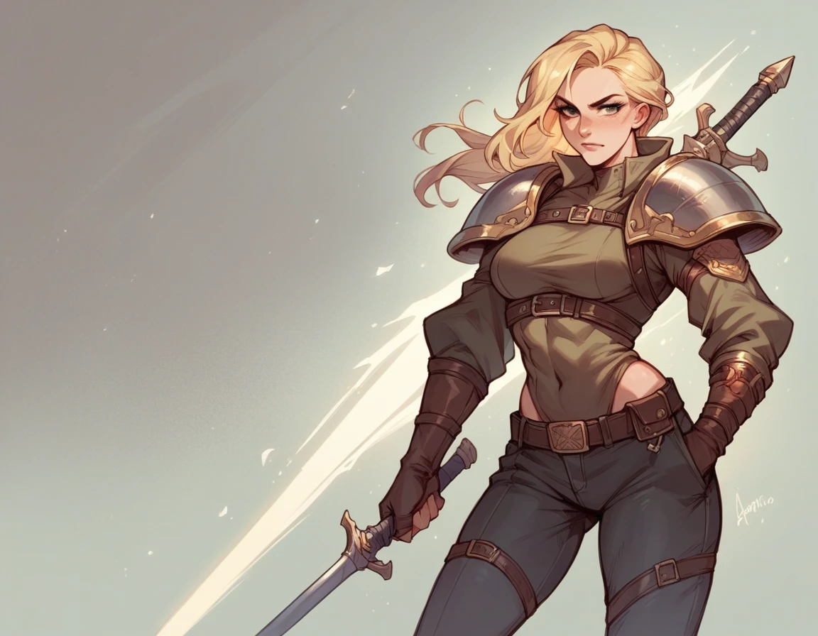 Sexy blonde female warrior