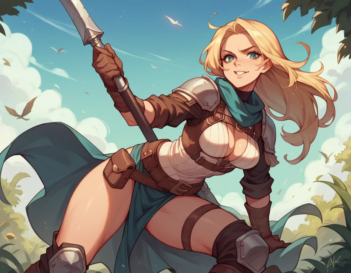 Sexy blonde female warrior
