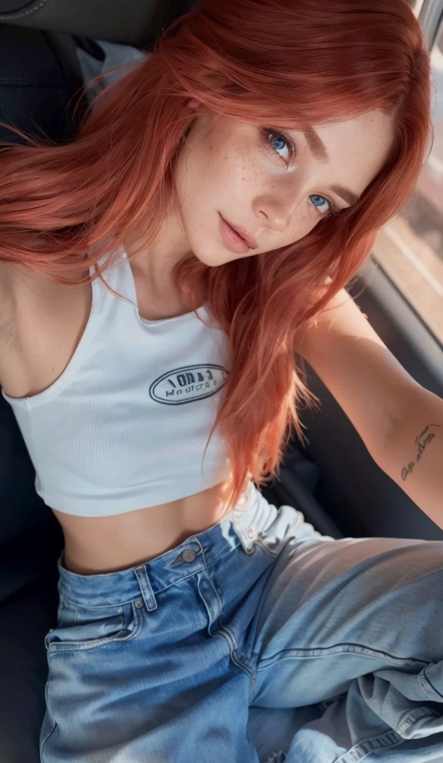 a highly detailed and intricate portrait of a woman with vibrant red hair, freckles, and a beautifully rendered dress, (best quality,4k,8k,highres,masterpiece:1.2),ultra-detailed,(realistic,photorealistic,photo-realistic:1.37),detailed hair,detailed skin,detailed eyes,detailed lips,redhead,freckles,woman in a dress,intricate details,vivid colors,cinematic lighting,digital art