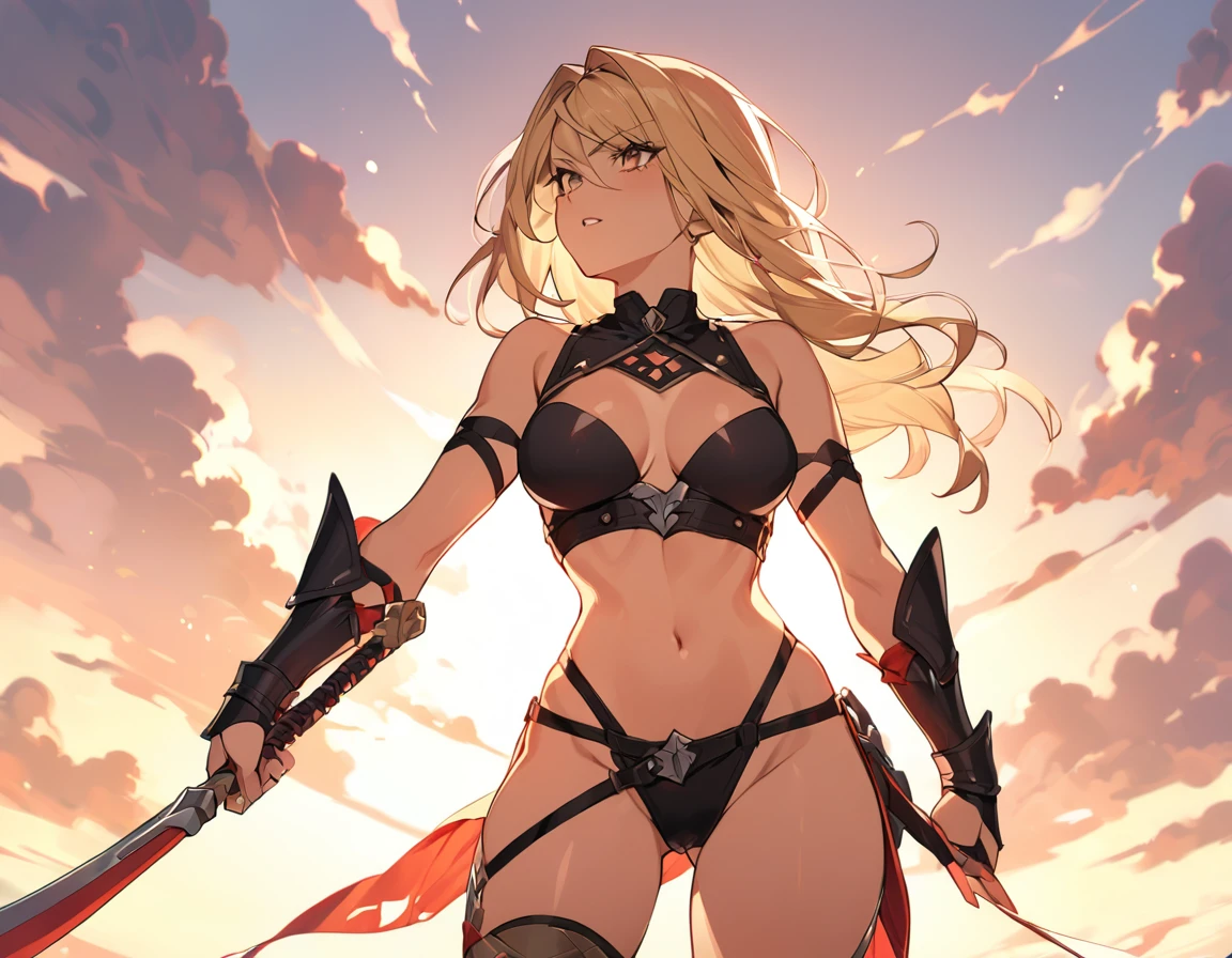 Blonde sexy warrior woman