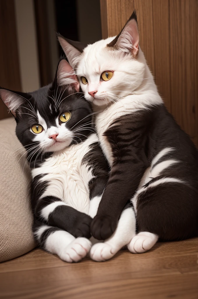 A couple of cats who love each other