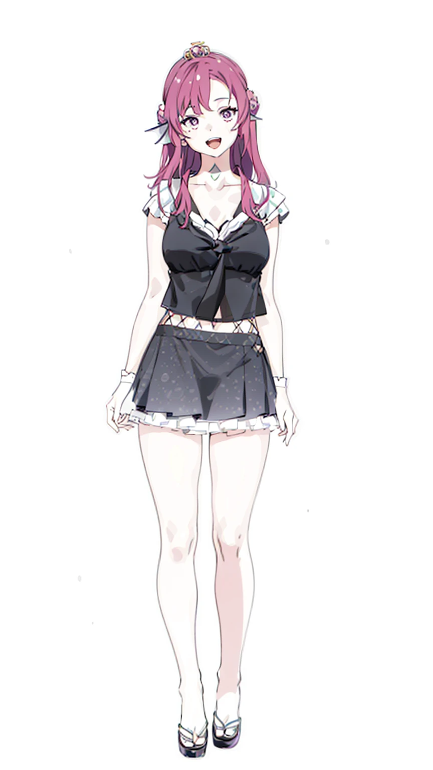 (1girl,20 years old),solo,(white background,line drawing,long hair, white hair,fish ears,smile,smile,upper body,twintails,open mouth,from front,((white shirt,black standart tie,short sleeves,black skirt))
finana3st, purple shirt, hairclip, black gloves, fingerless gloves, black jacket, midriff, black pants, fishnets, earringsfinana2st, twintails, tiara, purple bow, hair flower, white kimono, obi, sash, black bodysuit, green skirt, white thighhighsfinana1st, neck tattoo, hair flower, navel cutout, seashell, crown, frilled sailor collar, bike shorts, showgirl skirt, wrist cuffs
