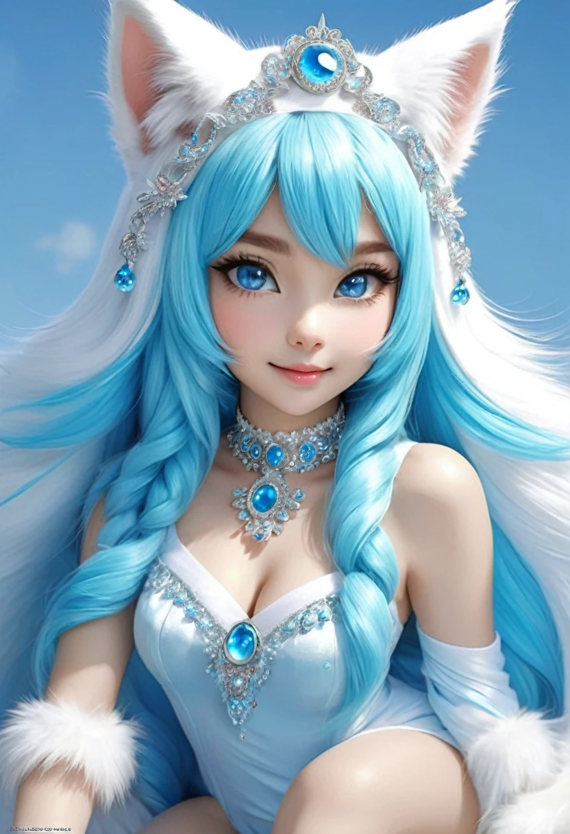 ( girl Full body :1.7)（detail：1.4），( loli girl:1.7) (14-year-old beautiful girl:1.6),（in a panoramic view：1.2，full bodyesbian：1.2） (Lori:1.2) Filtering anatomy correct, perfectly proportions, adorable, Beautiful silky silver-gray hair, side braids hair, furry tail, maximum definition and sharpness ,, (beautiful and detailed light blue eye:1.3),(very happy:1) perfect face, beautiful face, hair jewelry, cat-shaped headdress masterpiece, see-through Succubus, style clothes (furry anthro:1.7)look from bootom (body, features of girl, Features of the furry lower body animal ) spred Small-shaped legs， furry silk white pantyhose, furry feet body animal, Jewelry feet, hight resolution、high-level image quality、8K、Real live-action、Raw photography、top-quality、​masterpiece VAGINA PENETRADA  DELICADA
