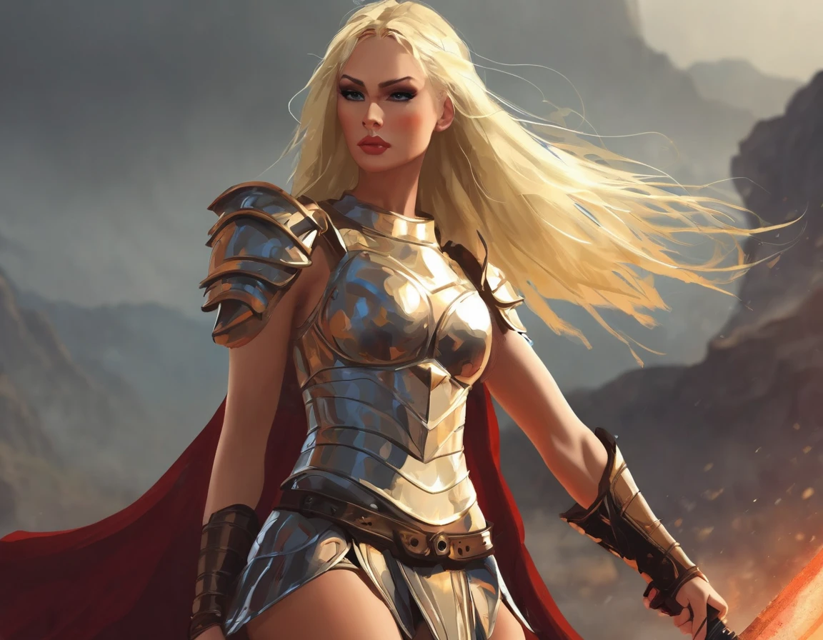 Blonde sexy warrior woman