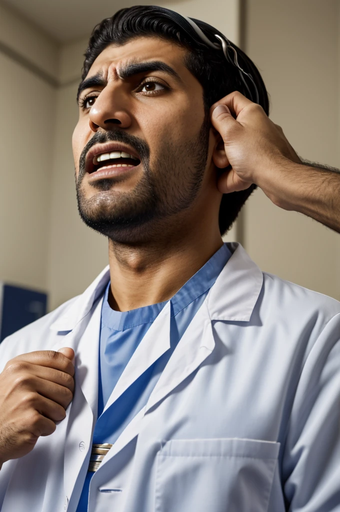 An Arab with compulsion is at the doctor's. The doctor examines him and he opens his mouth wide, you can see his throat. Worms come out of his throat