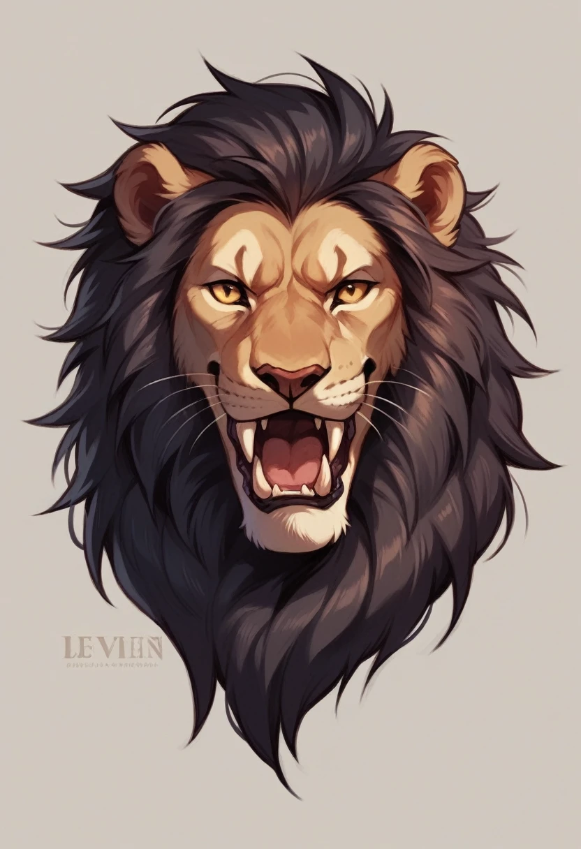 Realistic lion with big fangs