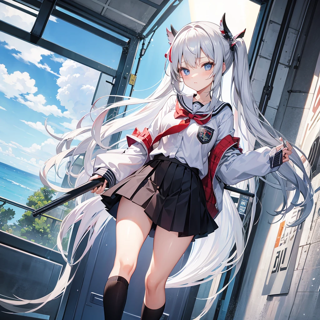 Narrow-eyed high school girl