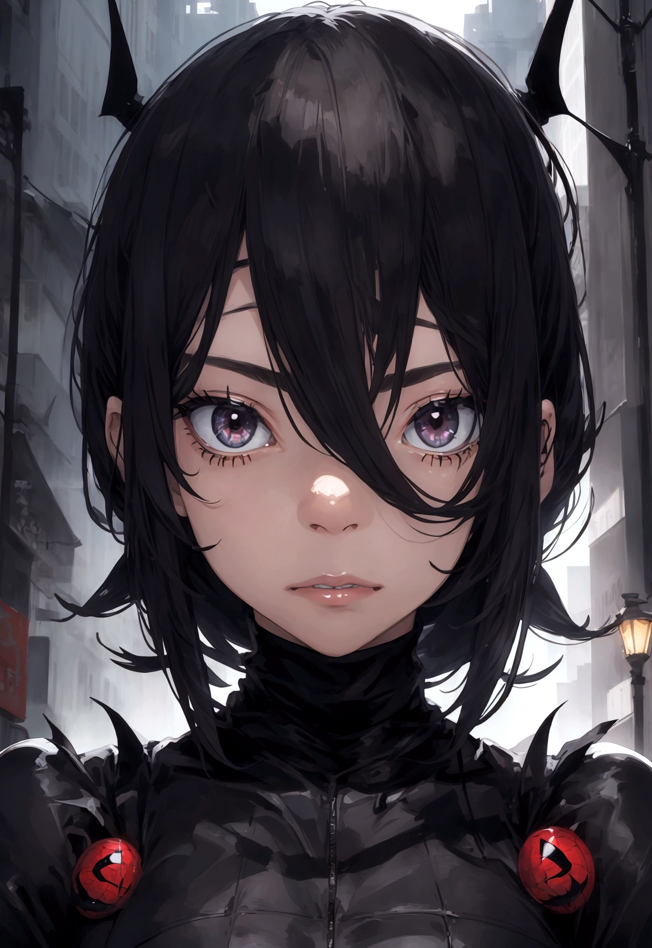 Black spider with a human face