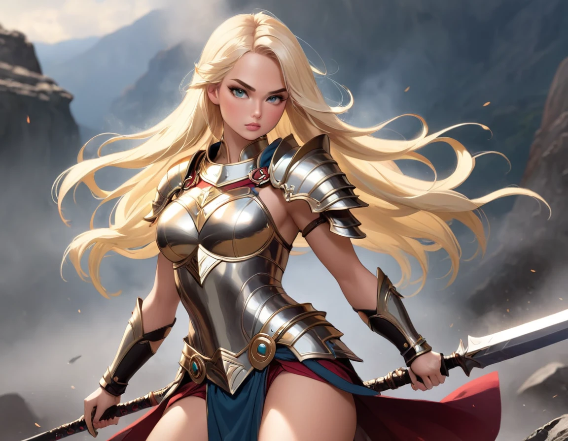 Blonde sexy warrior woman