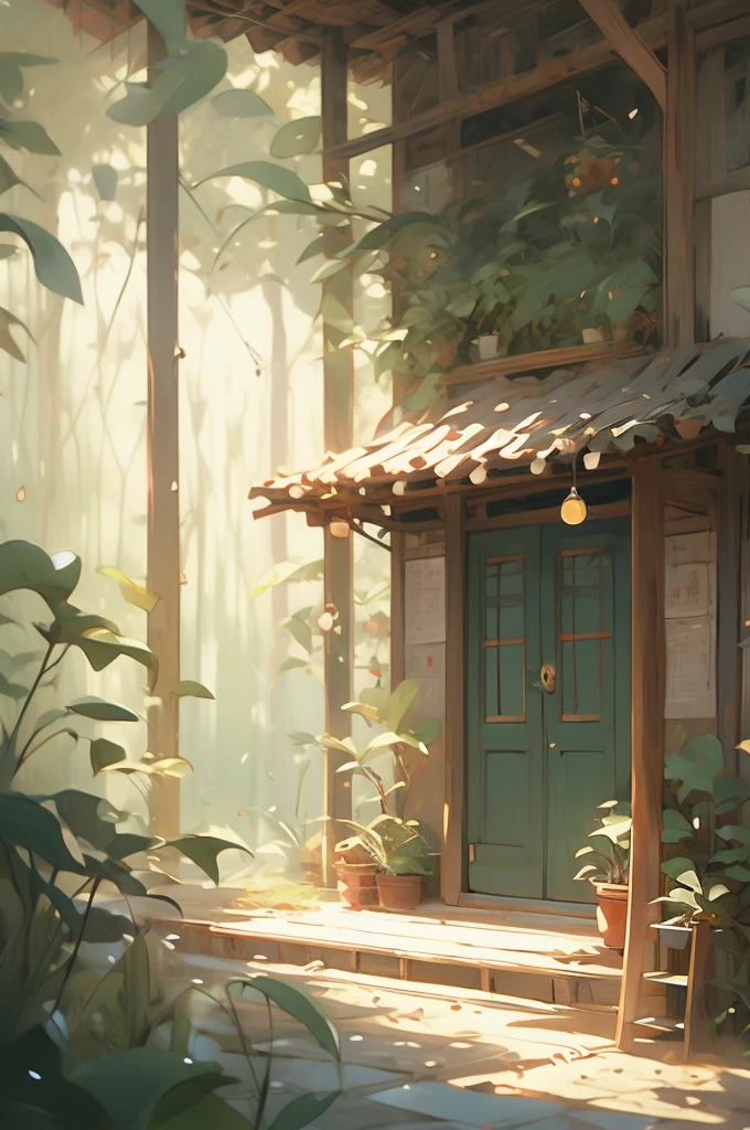 Hut, indoor,study room, Ghibli style 