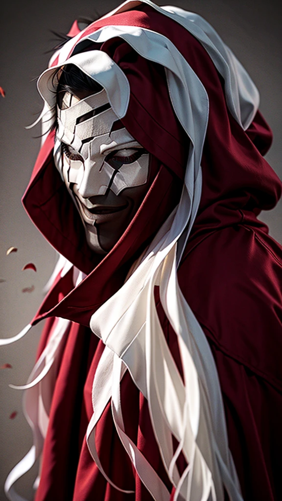 Vincent Law, burgundy cloak,  bandages, mask