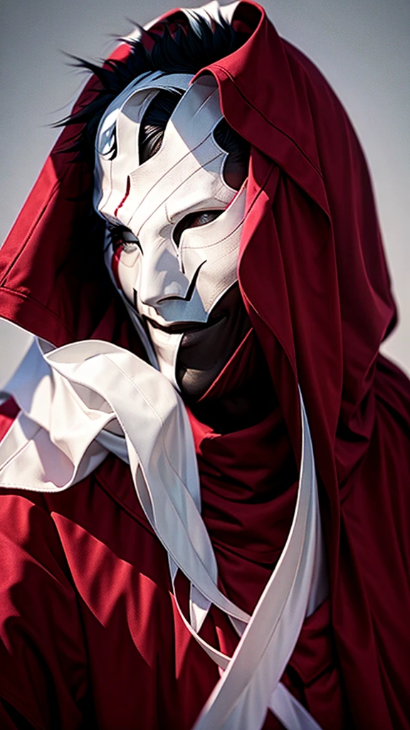 Vincent Law, burgundy cloak,  bandages, mask