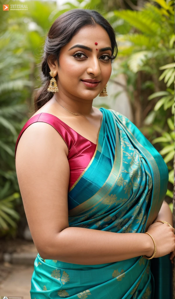 Foto RAW, photorealistic, photography, full body shot, master shot, perfect eyes, goddess like beauty, pierced eyes, perfect thick chubby mallu Desi aunty bhabhi, Wearing a Stanapatta, a chest-band.Saree model, model Photography, Indian saree shoot, Indian traditional wear advertising photography, traditional wear brand shoot, face of Indian actress Sonakshi Sinha, masterpiece, realistic, realism, incredible details,  pleasure, photorealism, detailed skin, skin pores, high contrast, photorealistic Artstation 8k HD digital art trend of high definition and detailed realistic skin texture, ultra detail, realistic skin texture, armature, best quality, ultra high definition, (photorealistic:1.4),, high resolution, detail, raw photo, sweat, Re sharp, by Lee Jefferies Nikon D850 Film Stock Photo 4 Kodak Portra 400 Camera F1.6 Lens Rich Color Ultra Real Realistic Realistic Textures Dramatic Lighting Unreal Engine Trending at Art Station Cinestill 800,(pele altamente detalhada: 1.2), 8k UHD, DSLR, soft-lighting, alta qualidade, grain of film, Fujifilm XT3,she didn't like to wear blouse or bra, she is happy to wear only saree, she hates blouse or bra, detailed hairy armpits, hyper realistic skin, skin pores, sweat, veins, low waist saree, juicy thick figure, bulky figure, fleshy figure, sexy navel folds, 