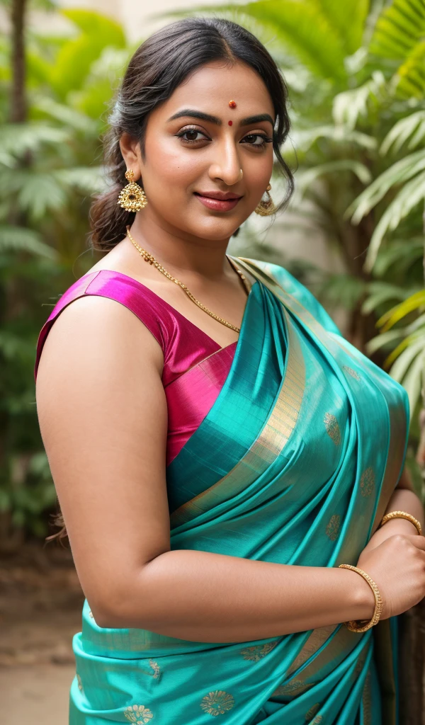 Foto RAW, photorealistic, photography, full body shot, master shot, perfect eyes, goddess like beauty, pierced eyes, perfect thick chubby mallu Desi aunty bhabhi, Wearing a Stanapatta, a chest-band.Saree model, model Photography, Indian saree shoot, Indian traditional wear advertising photography, traditional wear brand shoot, face of Indian actress Sonakshi Sinha, masterpiece, realistic, realism, incredible details, pleasure, photorealism, detailed skin, skin pores, high contrast, photorealistic Artstation 8k HD digital art trend of high definition and detailed realistic skin texture, ultra detail, realistic skin texture, armature, best quality, ultra high definition, (photorealistic:1.4),, high resolution, detail, raw photo, sweat, Re sharp, by Lee Jefferies Nikon D850 Film Stock Photo 4 Kodak Portra 400 Camera F1.6 Lens Rich Color Ultra Real Realistic Realistic Textures Dramatic Lighting Unreal Engine Trending at Art Station Cinestill 800,(pele altamente detalhada: 1.2), 8k UHD, DSLR, soft-lighting, alta qualidade, grain of film, Fujifilm XT3,she didn't like to wear blouse or bra, she is happy to wear only saree, she hates blouse or bra, detailed hairy armpits, hyper realistic skin, skin pores, sweat, veins, low waist saree, juicy thick figure, bulky figure, fleshy figure, sexy navel folds,