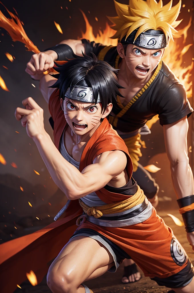 Naruto fighting combo luffy
