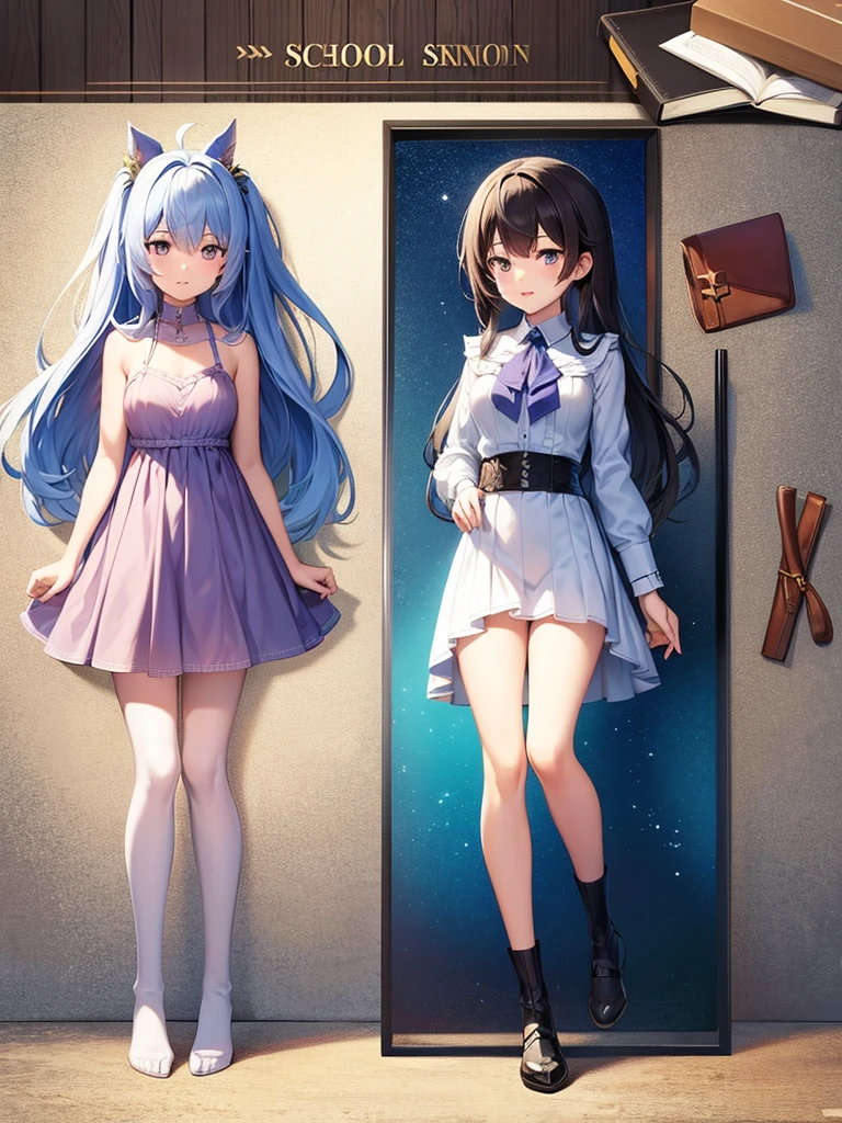 , fantasy school, full body ,characters sheet