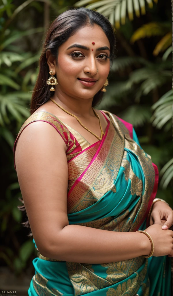 Foto RAW, photorealistic, photography, full body shot, master shot, perfect eyes, goddess like beauty, pierced eyes, perfect thick chubby mallu Desi aunty bhabhi, Wearing a Stanapatta, a chest-band.Saree model, model Photography, Indian saree shoot, Indian traditional wear advertising photography, traditional wear brand shoot, face of Indian actress Sonakshi Sinha, masterpiece, realistic, realism, incredible details, pleasure, photorealism, detailed skin, skin pores, high contrast, photorealistic Artstation 8k HD digital art trend of high definition and detailed realistic skin texture, ultra detail, realistic skin texture, armature, best quality, ultra high definition, (photorealistic:1.4),, high resolution, detail, raw photo, sweat, Re sharp, by Lee Jefferies Nikon D850 Film Stock Photo 4 Kodak Portra 400 Camera F1.6 Lens Rich Color Ultra Real Realistic Realistic Textures Dramatic Lighting Unreal Engine Trending at Art Station Cinestill 800,(pele altamente detalhada: 1.2), 8k UHD, DSLR, soft-lighting, alta qualidade, grain of film, Fujifilm XT3,she didn't like to wear blouse or bra, she is happy to wear only saree, she hates blouse or bra, detailed hairy armpits, hyper realistic skin, skin pores, sweat, veins, low waist saree, juicy thick figure, bulky figure, fleshy figure, sexy navel folds,