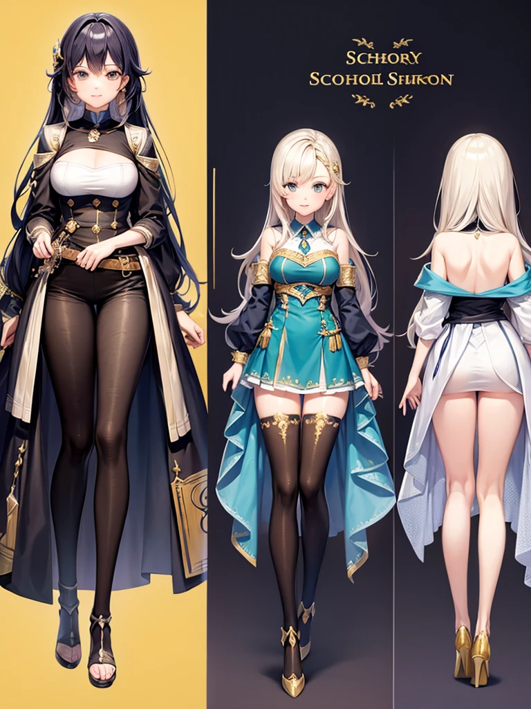 , fantasy school, full body ,characters sheet