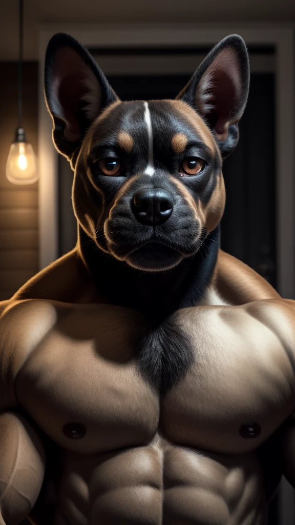 French bulldog Looking at the camera muscular male