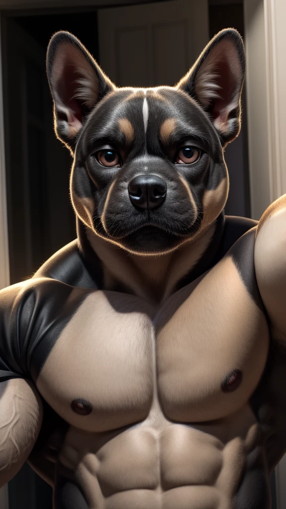 French bulldog Looking at the camera muscular male