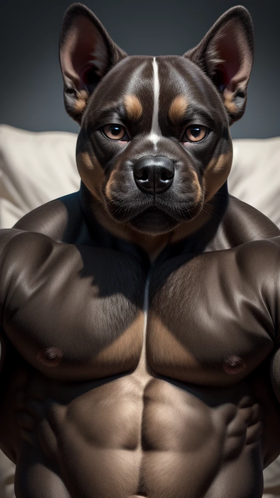 French bulldog Looking at the camera muscular male 