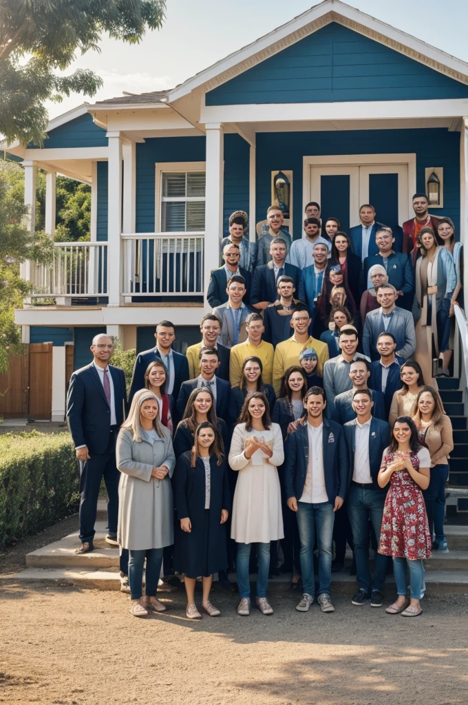 The number 1 that stands out in the center of the image, around you can see an open bible, two happy people in front of a house, and a group of 20 happy people in the distance. May the Image transmit joy and peace