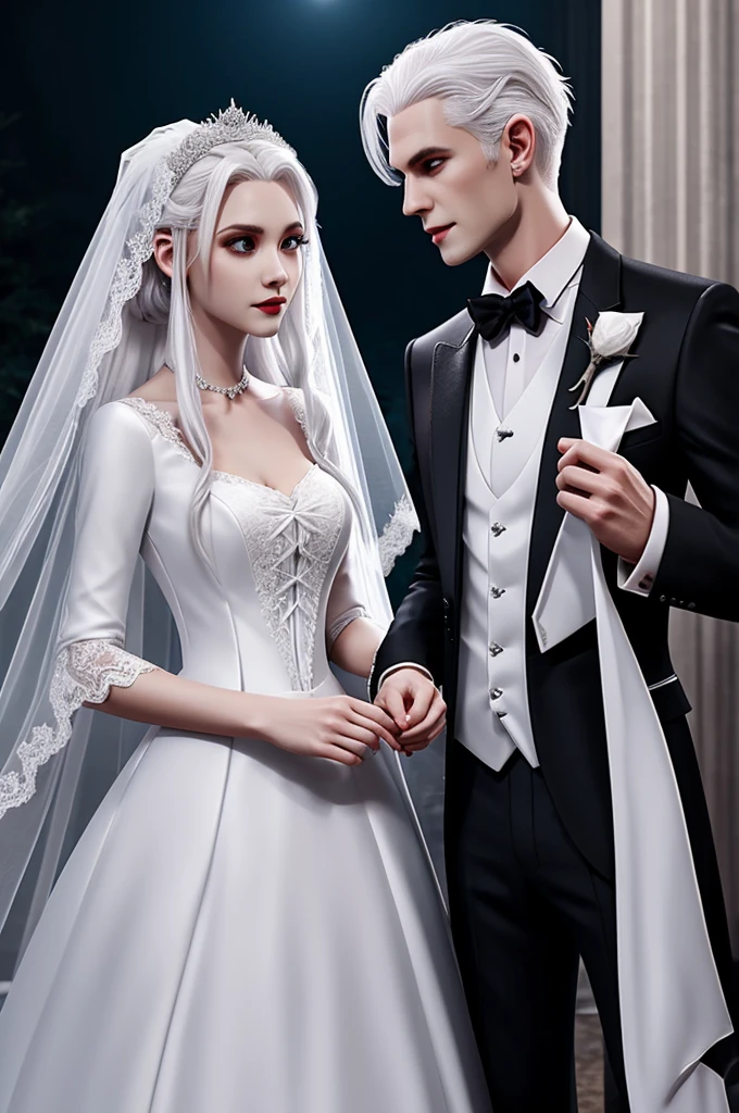 bride
dress
marriage
moon
night
pointyears
vampire
vampiregirl
vampirelady
wedding
weddingdress
whitehair
whitehairedgirl
red_eyes
white_hair
generatedart
pointy_ears
ai_art
ai_generated
ai_generated_art
stablediffusion
promptincluded
groom
reddress
suit
straightcouple